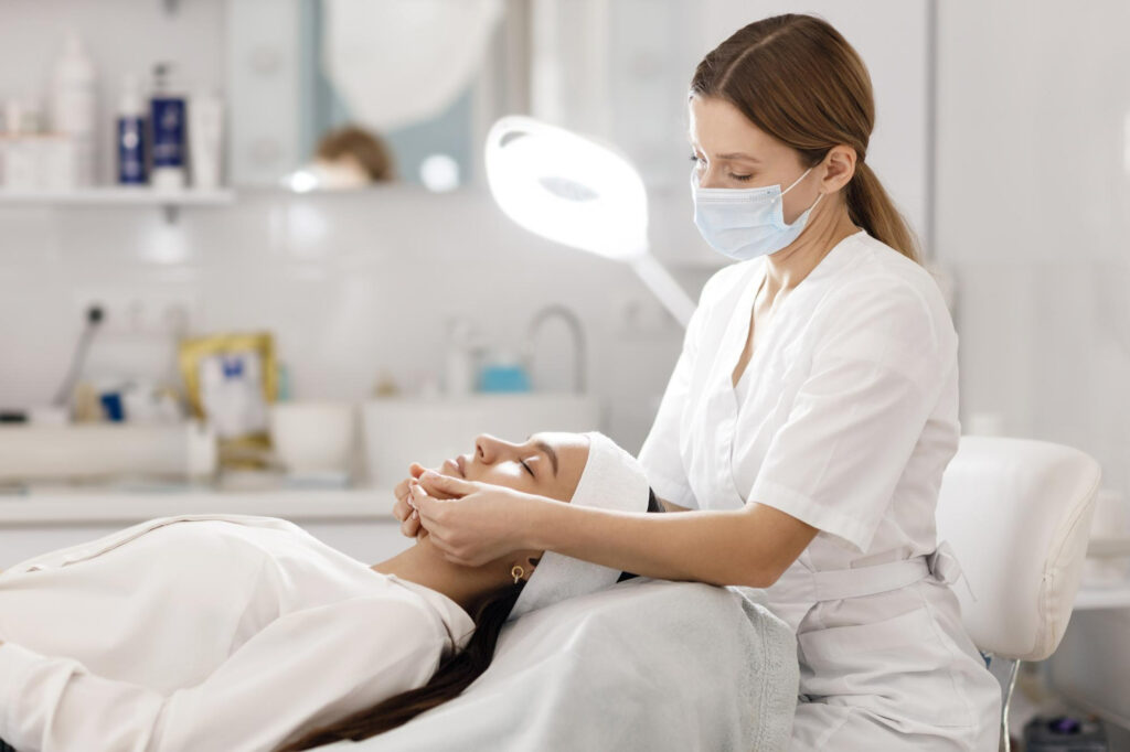 Dermatologist examining patient’s skin during a dermatologist visit in Kalyan